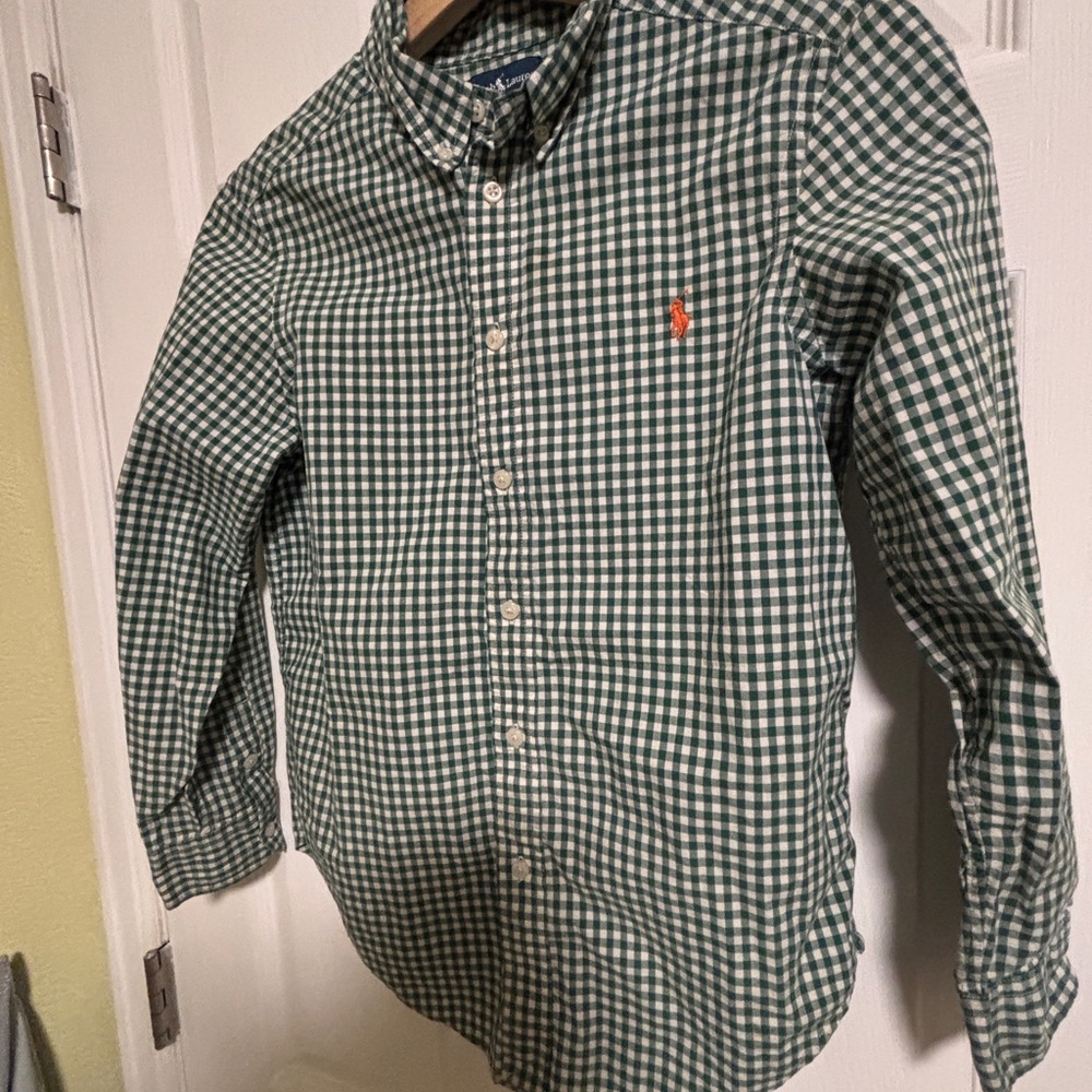 Ralph Lauren Green Plaid Kids Shirt(10-12)